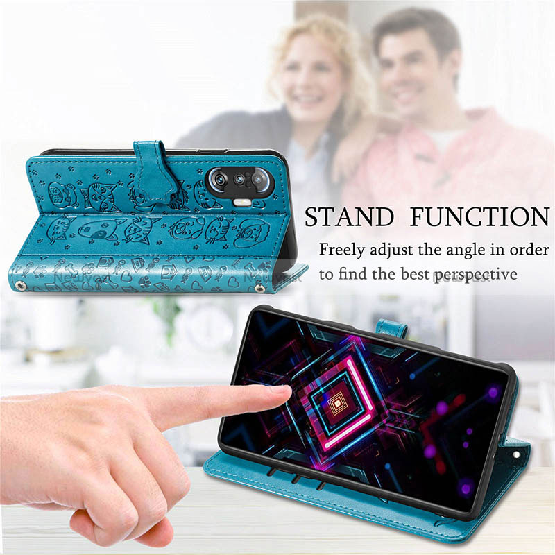 Leather Case Stands Fashionable Pattern Flip Cover Holder S03D for Xiaomi Poco F3 GT 5G