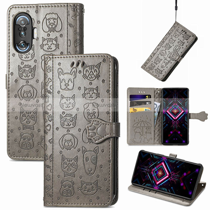 Leather Case Stands Fashionable Pattern Flip Cover Holder S03D for Xiaomi Poco F3 GT 5G