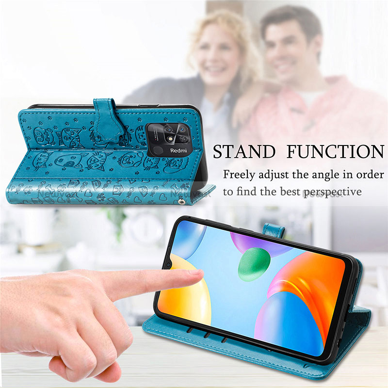 Leather Case Stands Fashionable Pattern Flip Cover Holder S03D for Xiaomi Redmi 10C 4G
