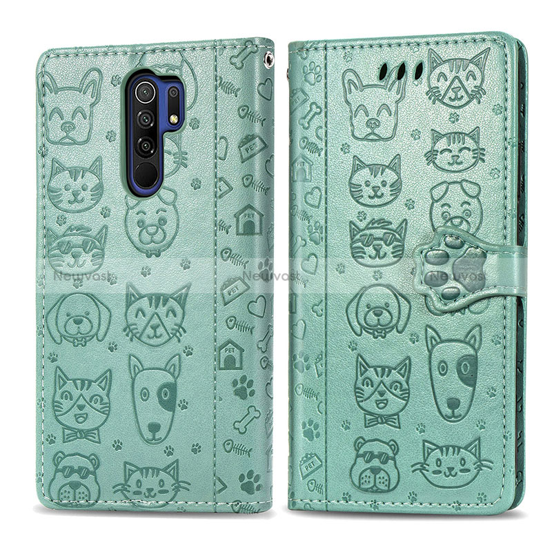 Leather Case Stands Fashionable Pattern Flip Cover Holder S03D for Xiaomi Redmi 9 Prime India
