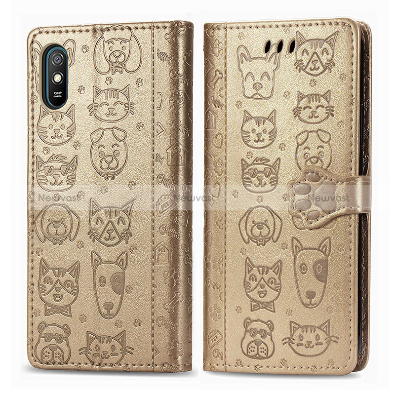 Leather Case Stands Fashionable Pattern Flip Cover Holder S03D for Xiaomi Redmi 9A
