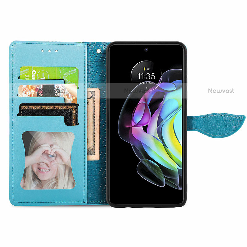 Leather Case Stands Fashionable Pattern Flip Cover Holder S04D for Motorola Moto Edge 20 5G