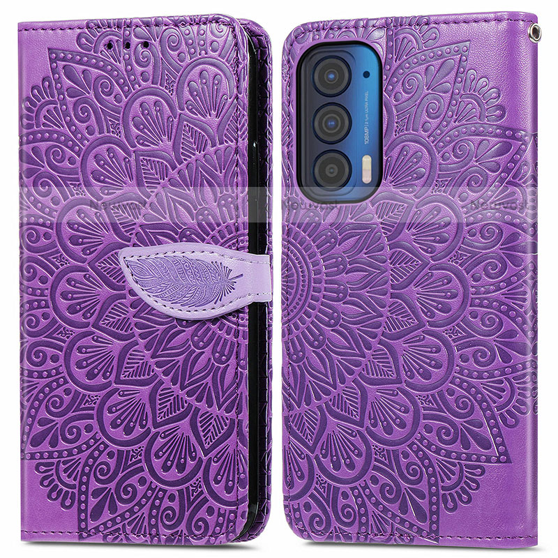 Leather Case Stands Fashionable Pattern Flip Cover Holder S04D for Motorola Moto Edge (2021) 5G