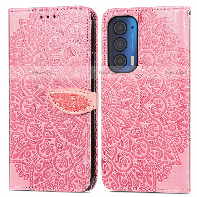 Leather Case Stands Fashionable Pattern Flip Cover Holder S04D for Motorola Moto Edge (2021) 5G