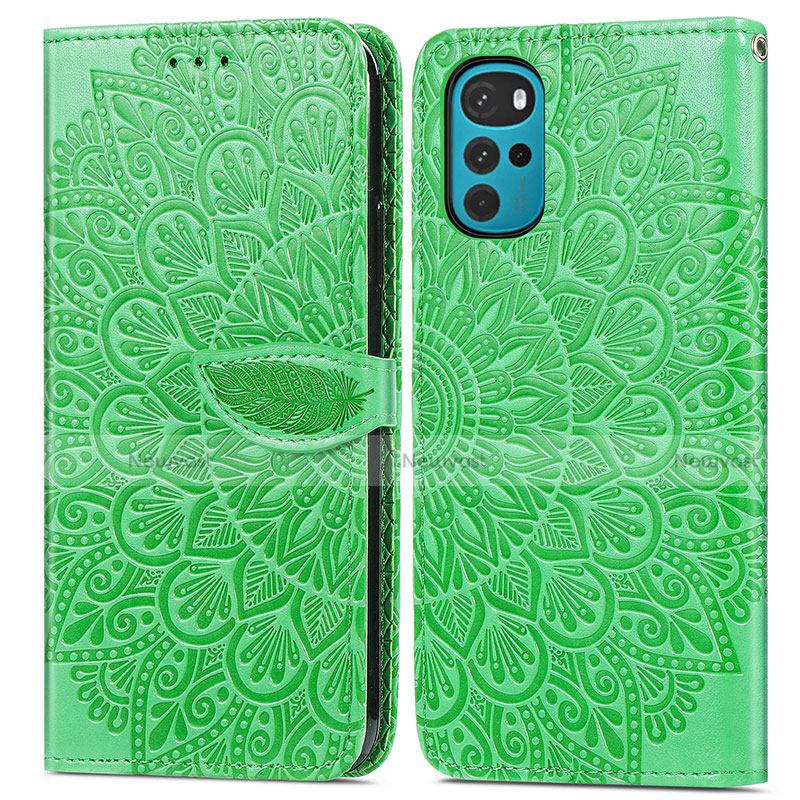 Leather Case Stands Fashionable Pattern Flip Cover Holder S04D for Motorola Moto G22