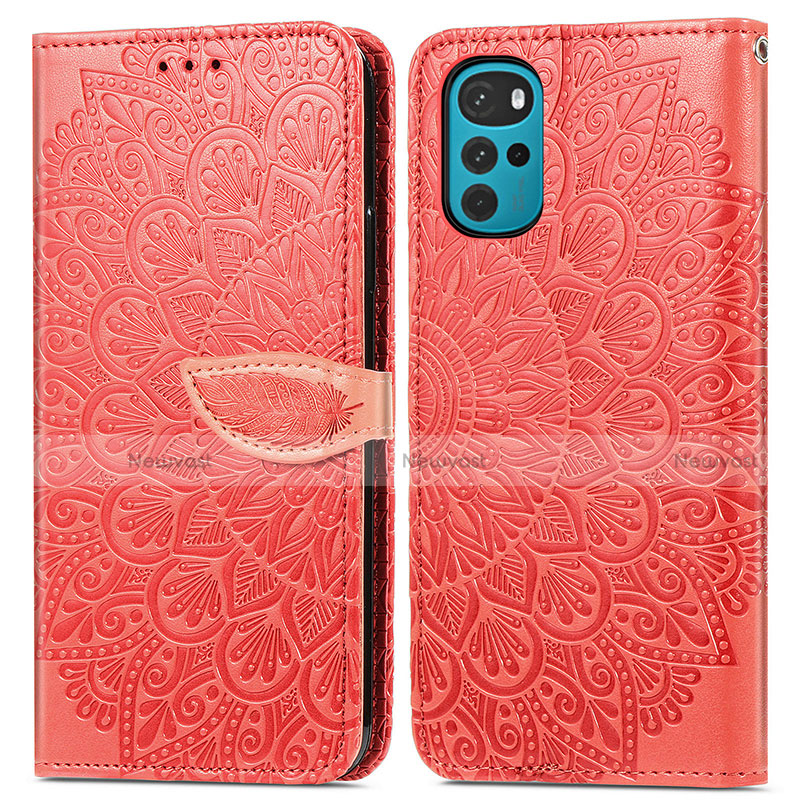 Leather Case Stands Fashionable Pattern Flip Cover Holder S04D for Motorola Moto G22