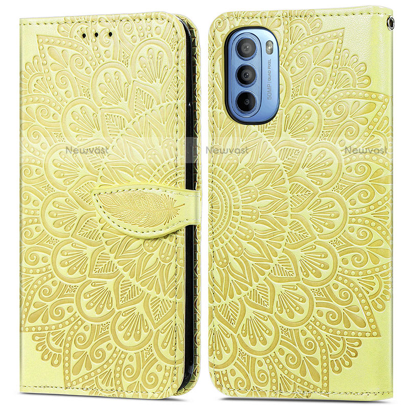 Leather Case Stands Fashionable Pattern Flip Cover Holder S04D for Motorola Moto G31