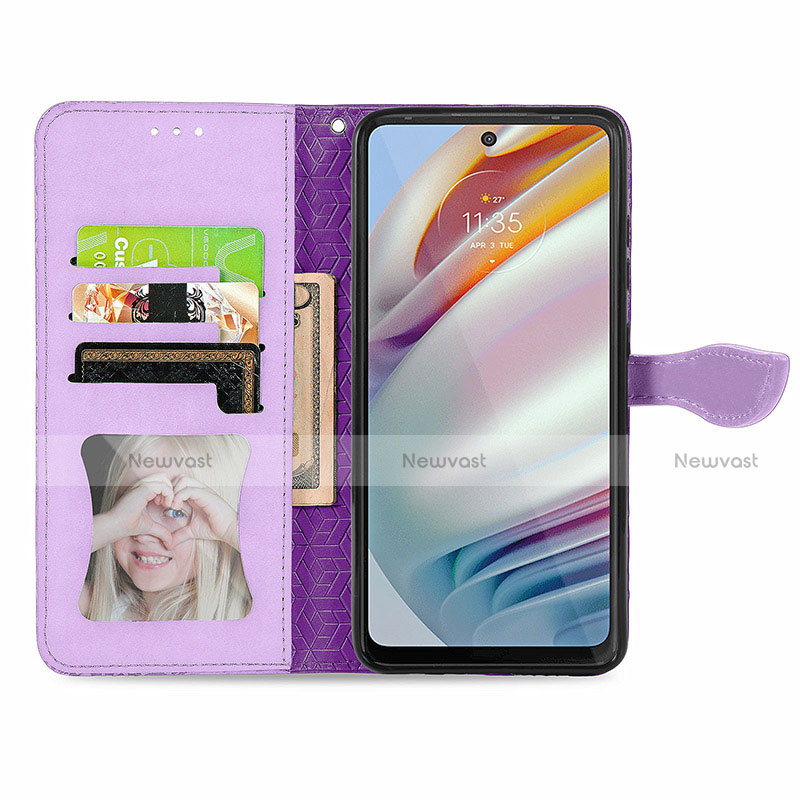 Leather Case Stands Fashionable Pattern Flip Cover Holder S04D for Motorola Moto G40 Fusion