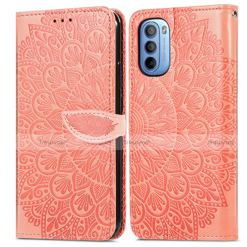 Leather Case Stands Fashionable Pattern Flip Cover Holder S04D for Motorola Moto G41