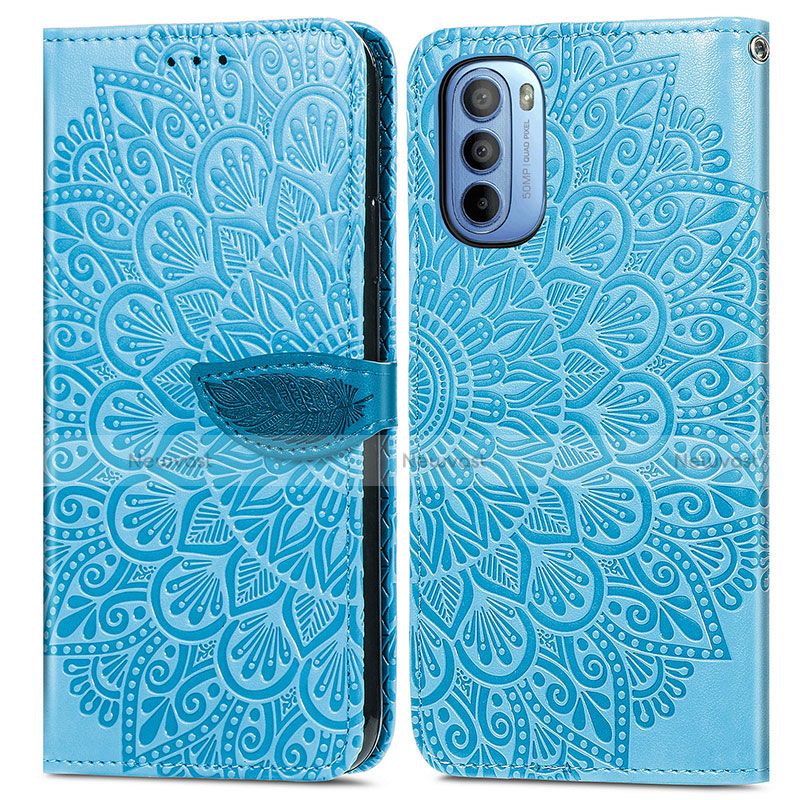 Leather Case Stands Fashionable Pattern Flip Cover Holder S04D for Motorola Moto G41