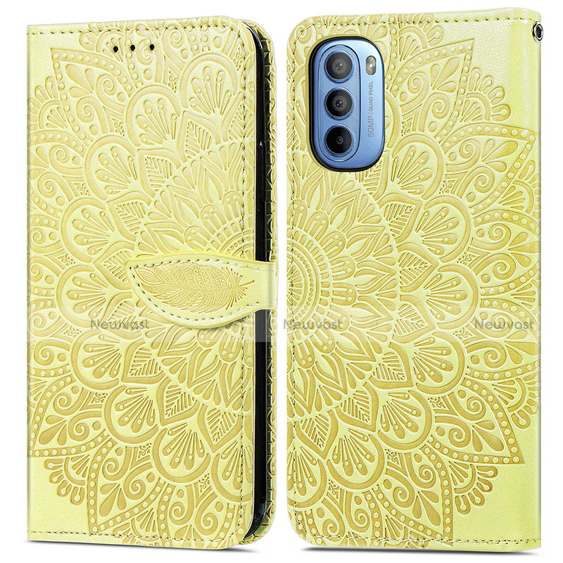 Leather Case Stands Fashionable Pattern Flip Cover Holder S04D for Motorola Moto G41