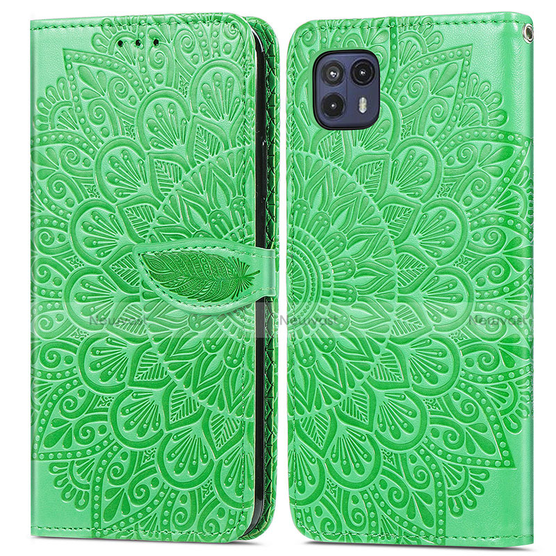 Leather Case Stands Fashionable Pattern Flip Cover Holder S04D for Motorola Moto G50 5G