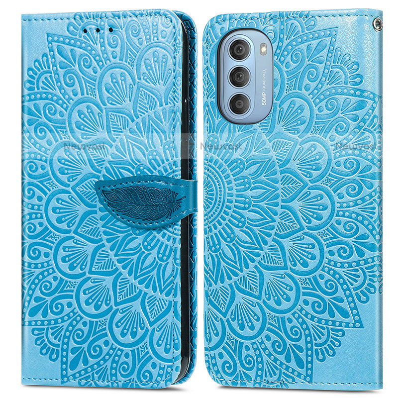 Leather Case Stands Fashionable Pattern Flip Cover Holder S04D for Motorola Moto G51 5G