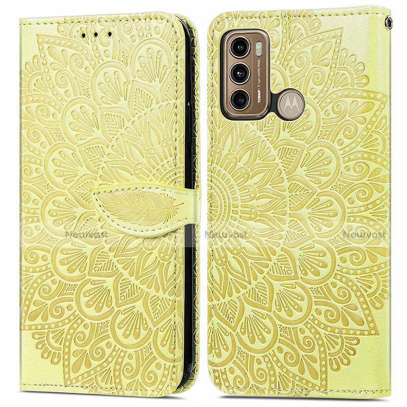 Leather Case Stands Fashionable Pattern Flip Cover Holder S04D for Motorola Moto G60