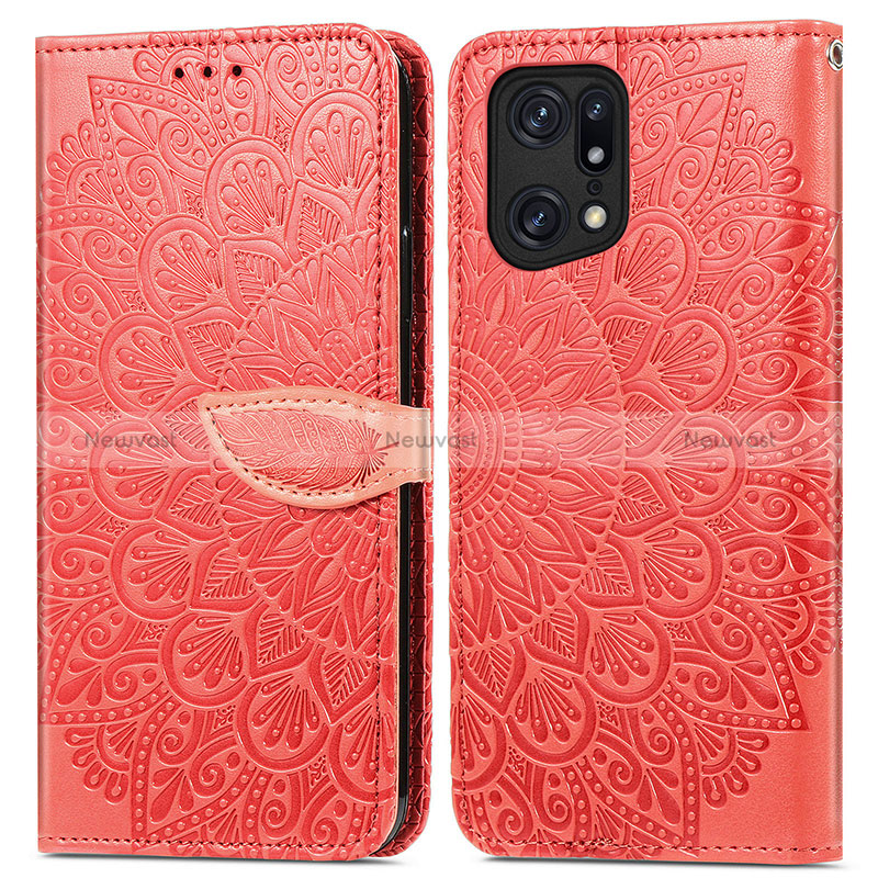 Leather Case Stands Fashionable Pattern Flip Cover Holder S04D for Oppo Find X5 5G