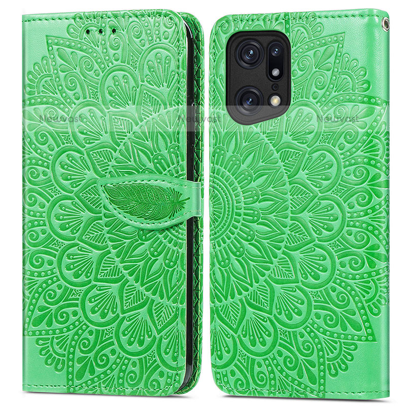 Leather Case Stands Fashionable Pattern Flip Cover Holder S04D for Oppo Find X5 Pro 5G