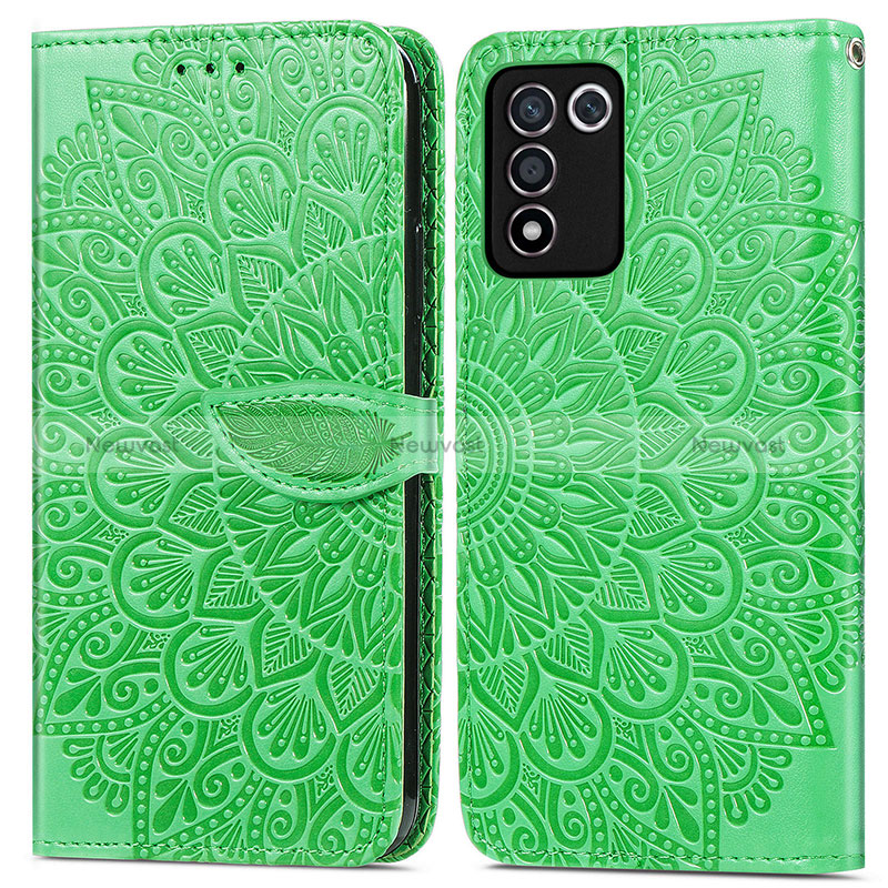 Leather Case Stands Fashionable Pattern Flip Cover Holder S04D for Oppo K9S 5G