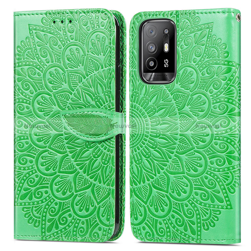 Leather Case Stands Fashionable Pattern Flip Cover Holder S04D for Oppo Reno5 Z 5G