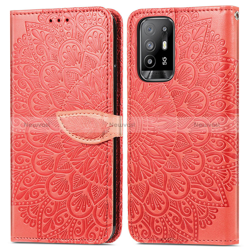 Leather Case Stands Fashionable Pattern Flip Cover Holder S04D for Oppo Reno5 Z 5G