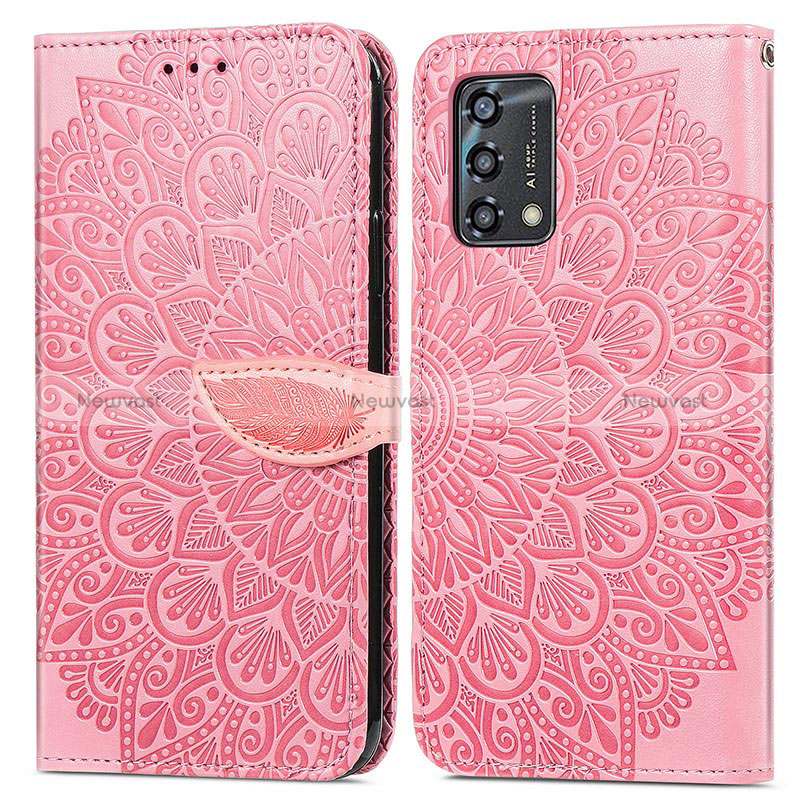 Leather Case Stands Fashionable Pattern Flip Cover Holder S04D for Oppo Reno6 Lite