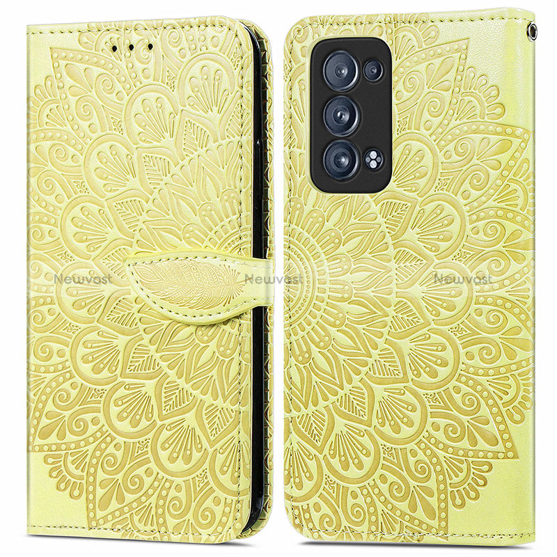 Leather Case Stands Fashionable Pattern Flip Cover Holder S04D for Oppo Reno6 Pro 5G