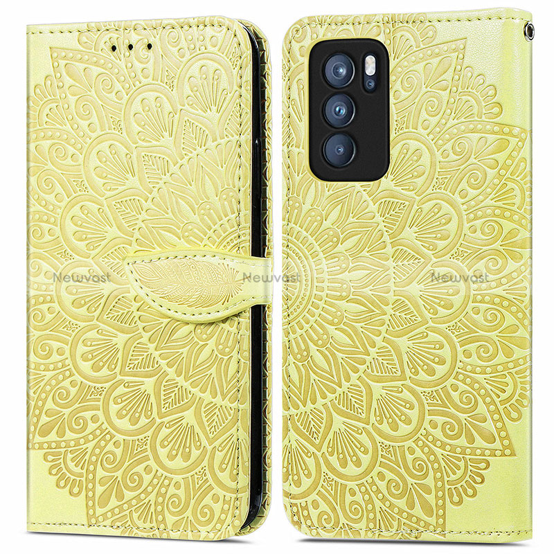 Leather Case Stands Fashionable Pattern Flip Cover Holder S04D for Oppo Reno6 Pro 5G India
