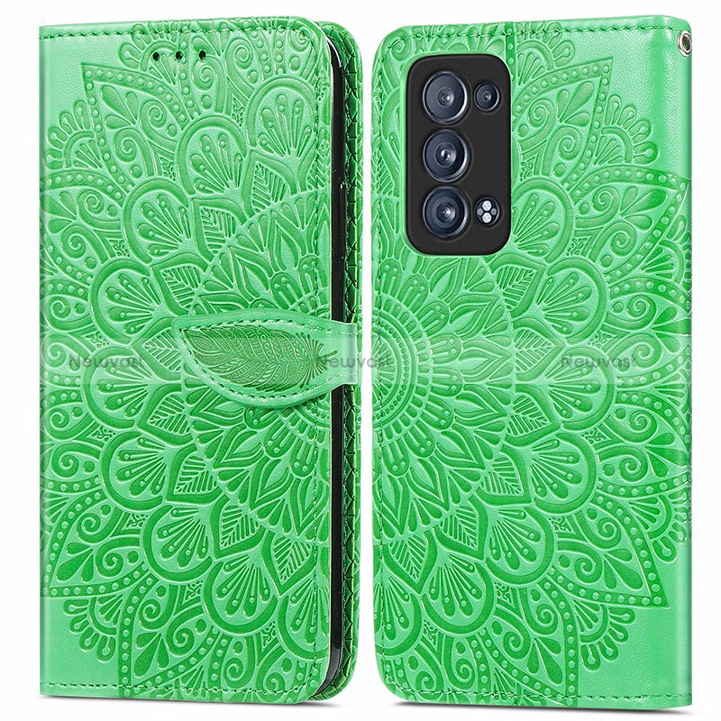 Leather Case Stands Fashionable Pattern Flip Cover Holder S04D for Oppo Reno6 Pro+ Plus 5G