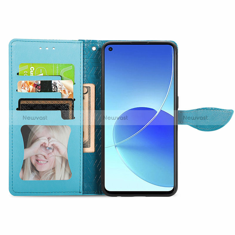 Leather Case Stands Fashionable Pattern Flip Cover Holder S04D for Oppo Reno6 Z 5G