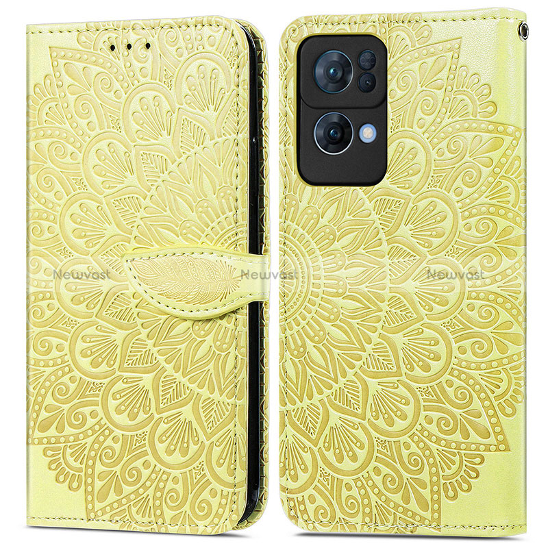 Leather Case Stands Fashionable Pattern Flip Cover Holder S04D for Oppo Reno7 Pro 5G