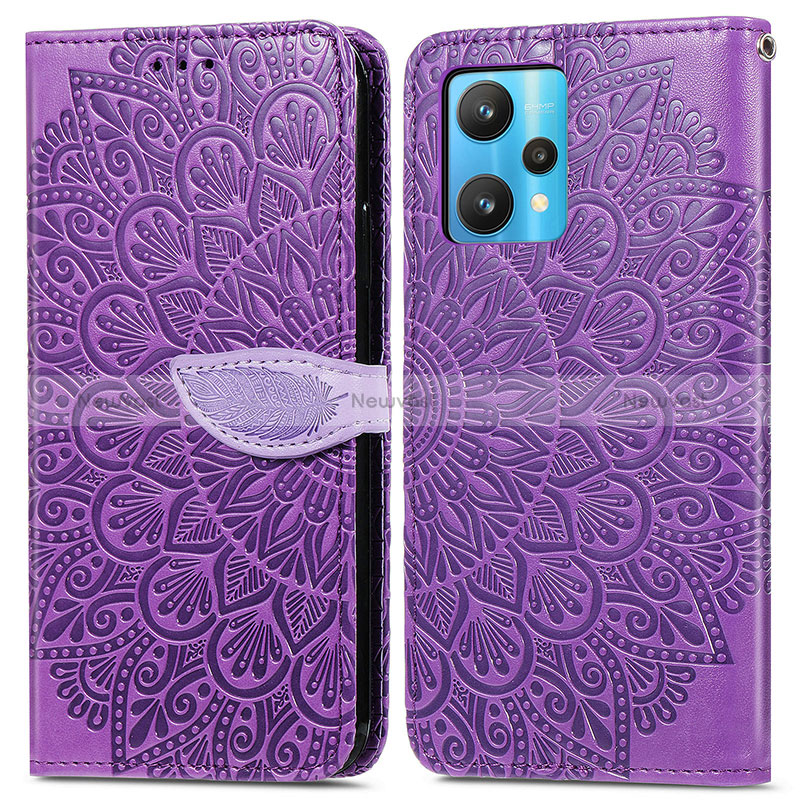 Leather Case Stands Fashionable Pattern Flip Cover Holder S04D for Realme 9 Pro 5G