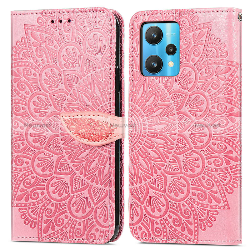 Leather Case Stands Fashionable Pattern Flip Cover Holder S04D for Realme 9 Pro 5G