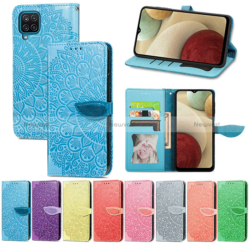 Leather Case Stands Fashionable Pattern Flip Cover Holder S04D for Samsung Galaxy A12 Nacho
