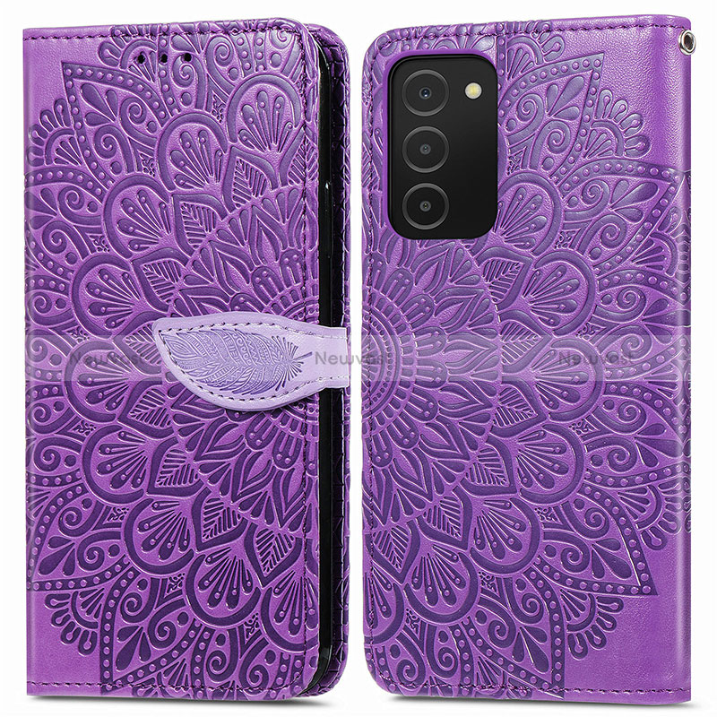 Leather Case Stands Fashionable Pattern Flip Cover Holder S04D for Samsung Galaxy M02s