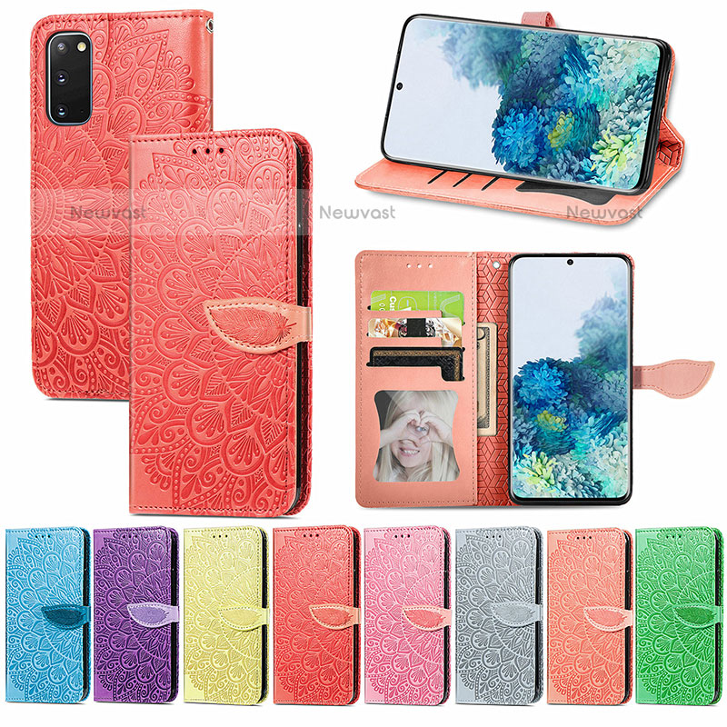 Leather Case Stands Fashionable Pattern Flip Cover Holder S04D for Samsung Galaxy S20 5G