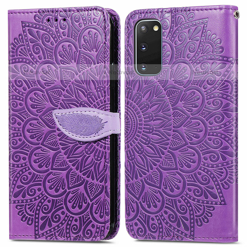 Leather Case Stands Fashionable Pattern Flip Cover Holder S04D for Samsung Galaxy S20 5G