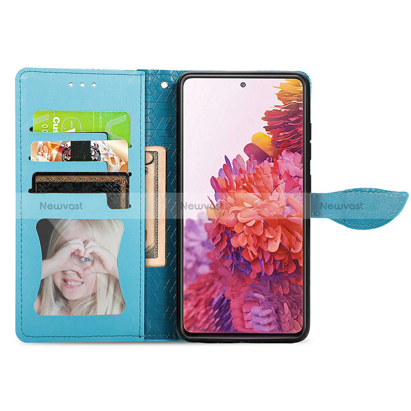 Leather Case Stands Fashionable Pattern Flip Cover Holder S04D for Samsung Galaxy S20 FE 4G