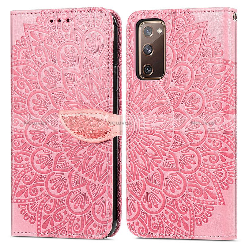 Leather Case Stands Fashionable Pattern Flip Cover Holder S04D for Samsung Galaxy S20 FE 4G
