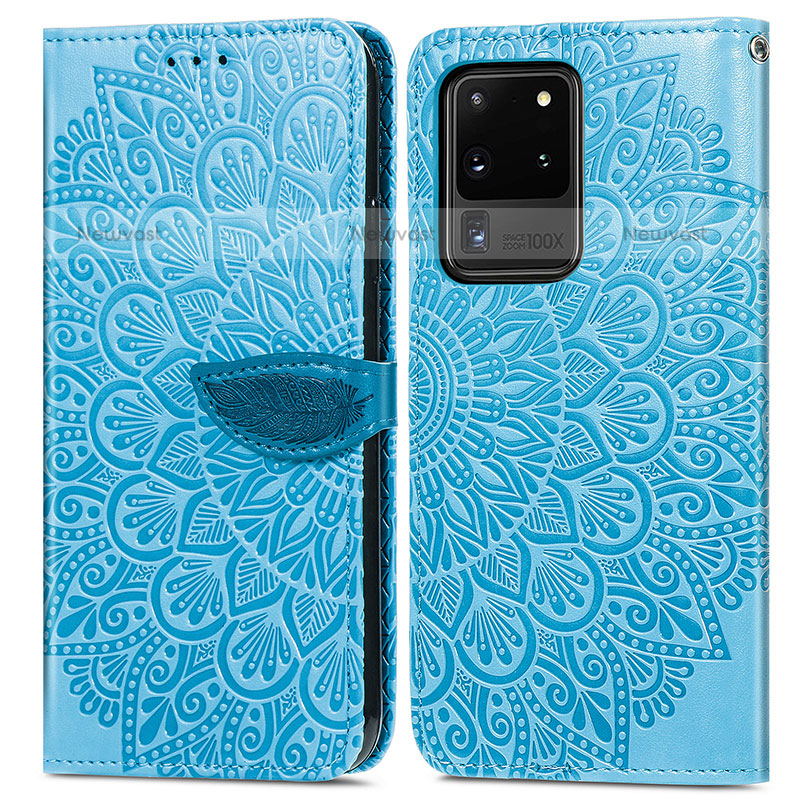 Leather Case Stands Fashionable Pattern Flip Cover Holder S04D for Samsung Galaxy S20 Ultra
