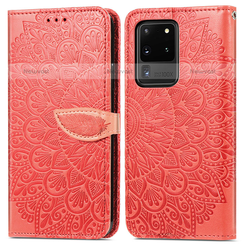 Leather Case Stands Fashionable Pattern Flip Cover Holder S04D for Samsung Galaxy S20 Ultra