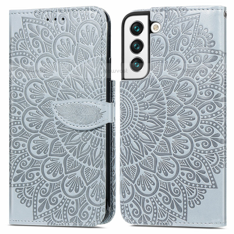 Leather Case Stands Fashionable Pattern Flip Cover Holder S04D for Samsung Galaxy S21 Plus 5G Gray