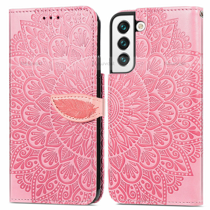 Leather Case Stands Fashionable Pattern Flip Cover Holder S04D for Samsung Galaxy S22 5G