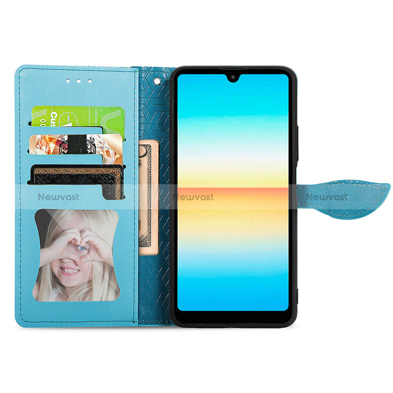 Leather Case Stands Fashionable Pattern Flip Cover Holder S04D for Sony Xperia Ace III