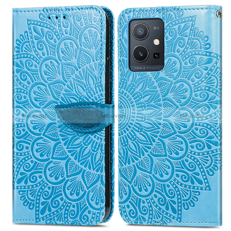 Leather Case Stands Fashionable Pattern Flip Cover Holder S04D for Vivo iQOO Z6 5G