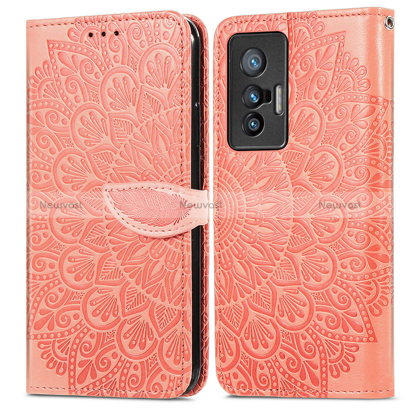 Leather Case Stands Fashionable Pattern Flip Cover Holder S04D for Vivo X70 5G