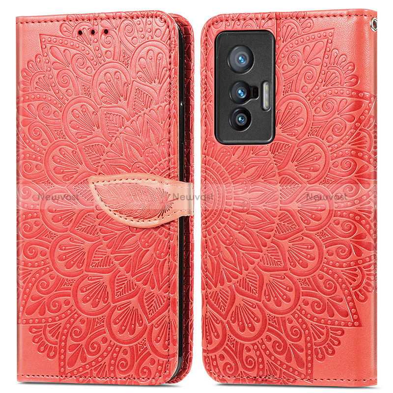 Leather Case Stands Fashionable Pattern Flip Cover Holder S04D for Vivo X70 5G