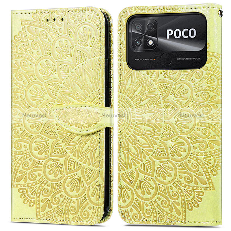 Leather Case Stands Fashionable Pattern Flip Cover Holder S04D for Xiaomi Poco C40
