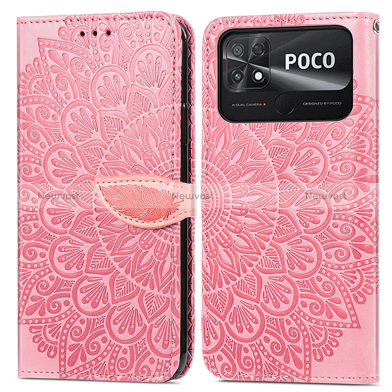 Leather Case Stands Fashionable Pattern Flip Cover Holder S04D for Xiaomi Poco C40