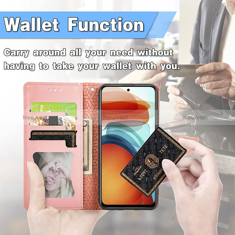 Leather Case Stands Fashionable Pattern Flip Cover Holder S04D for Xiaomi Poco X3 GT 5G