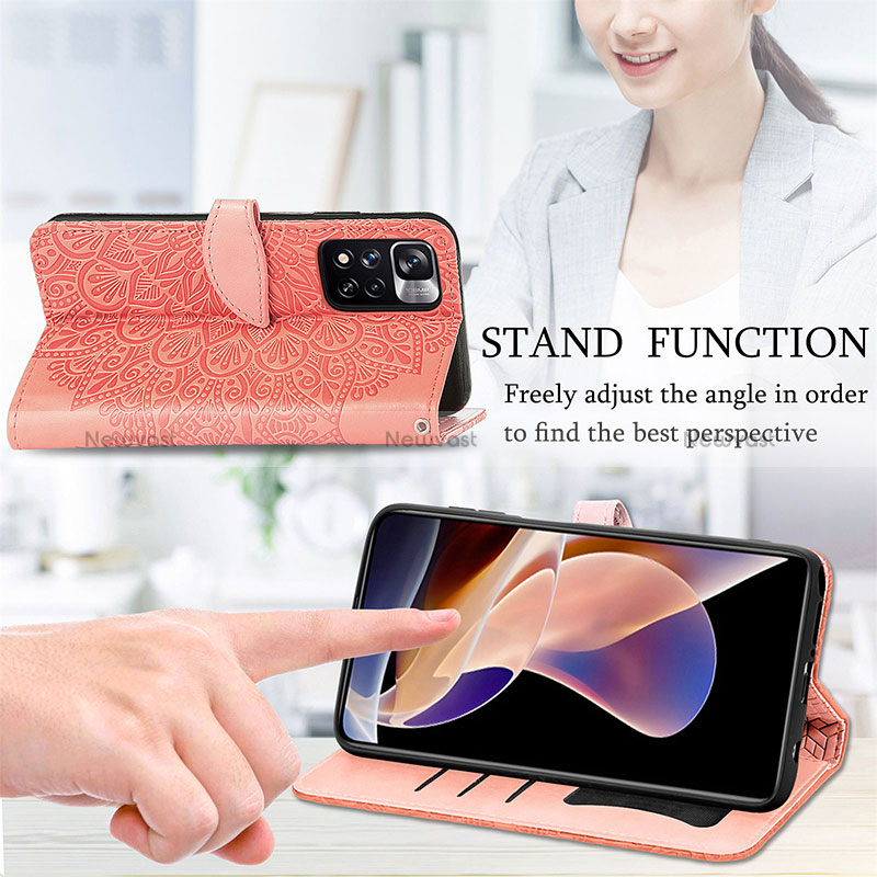 Leather Case Stands Fashionable Pattern Flip Cover Holder S04D for Xiaomi Redmi Note 11 Pro+ Plus 5G