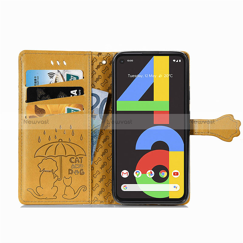 Leather Case Stands Fashionable Pattern Flip Cover Holder S05D for Google Pixel 4a